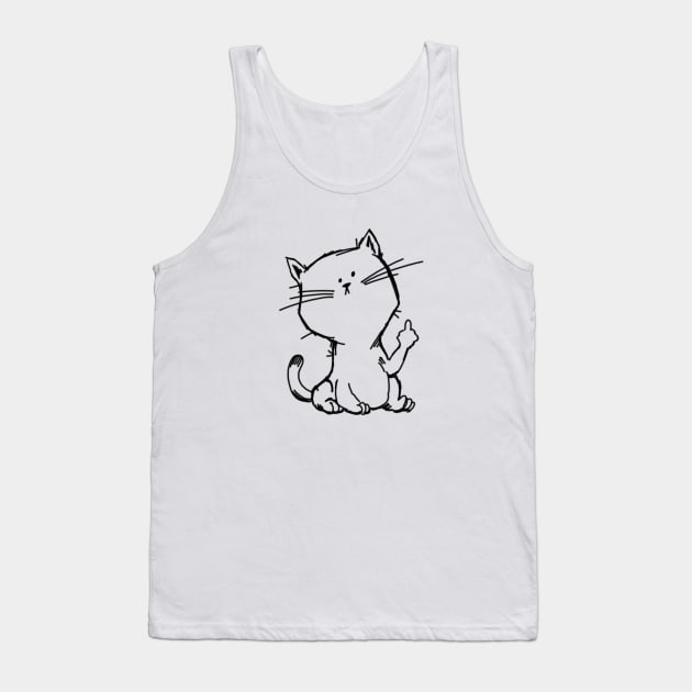 Sassy Cat Flipping the Bird Tank Top by ckandrus